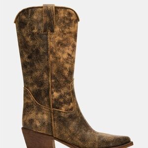 Steve Madden Brown Distressed Cowboy Boots